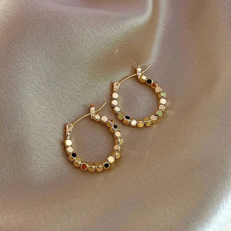 Drop shopping gold bean trendy  gold filled fashion jewelry earrings female 18K Gold Plated tiny Hoop  Earrings