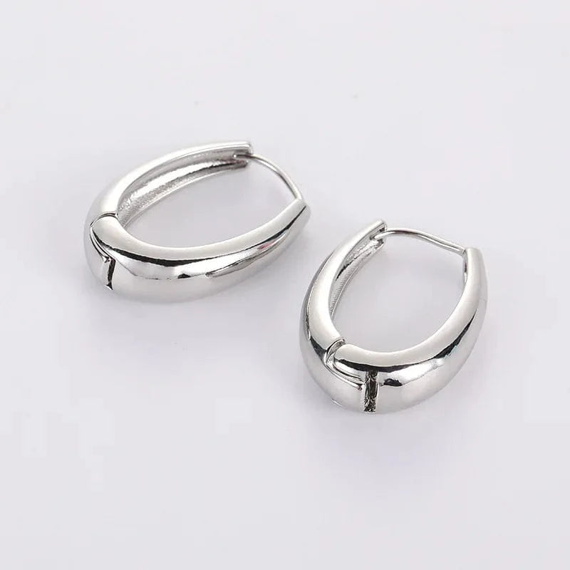 Drop shopping new trendy girl 18K Real Gold Plated Aretes Oval Shape Hoop Earrings Jewelry For Women