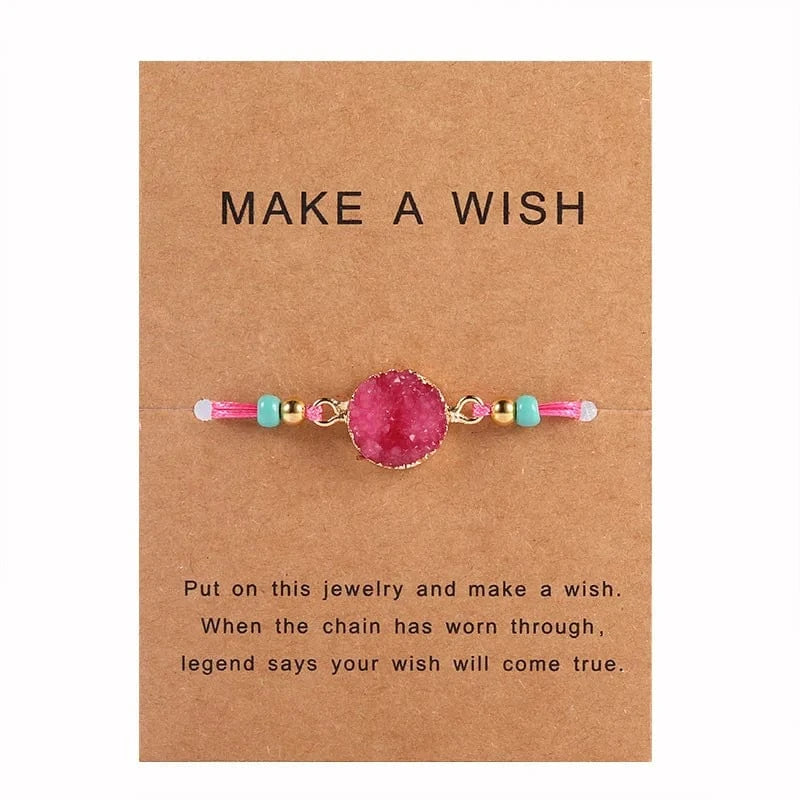Drop shopping  Upgrade Friendship  Bracelet Women Make A Wish Crystal Natural Stone Quartz Paper Card  Bracelet