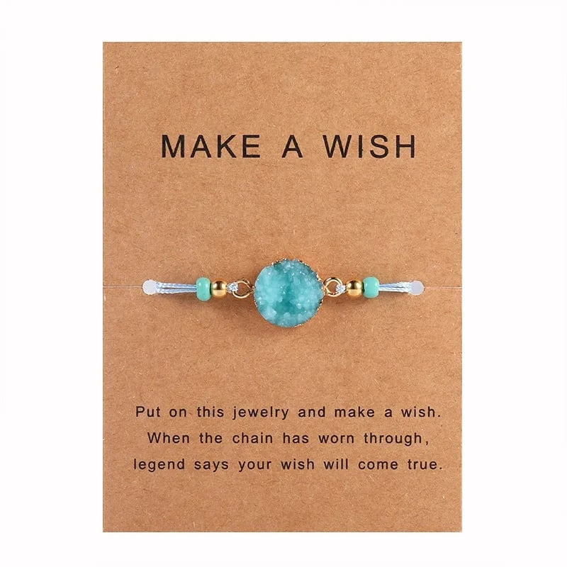Drop shopping  Upgrade Friendship  Bracelet Women Make A Wish Crystal Natural Stone Quartz Paper Card  Bracelet