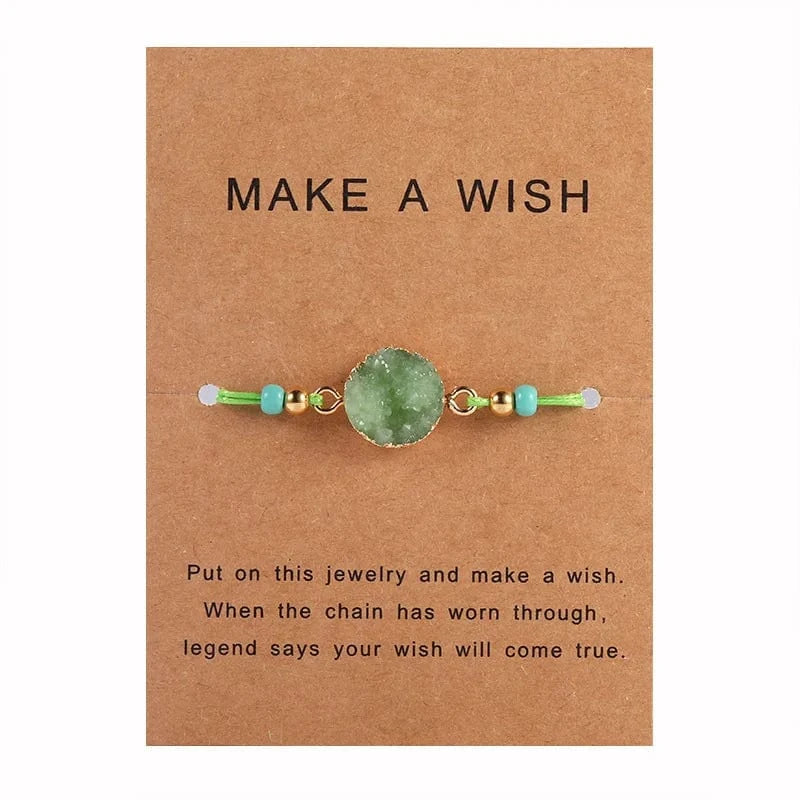 Drop shopping  Upgrade Friendship  Bracelet Women Make A Wish Crystal Natural Stone Quartz Paper Card  Bracelet
