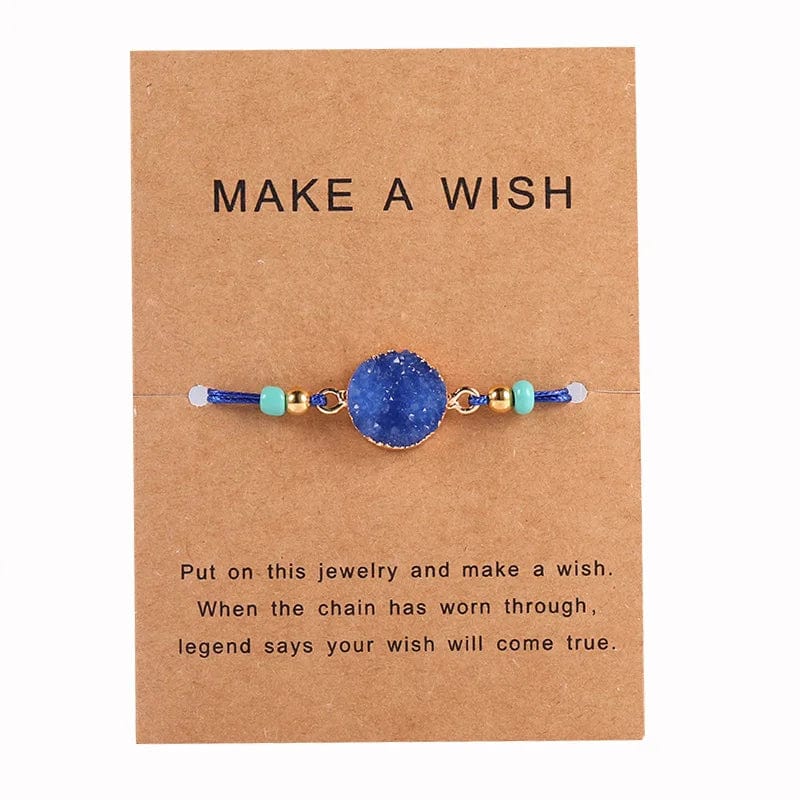 Drop shopping  Upgrade Friendship  Bracelet Women Make A Wish Crystal Natural Stone Quartz Paper Card  Bracelet