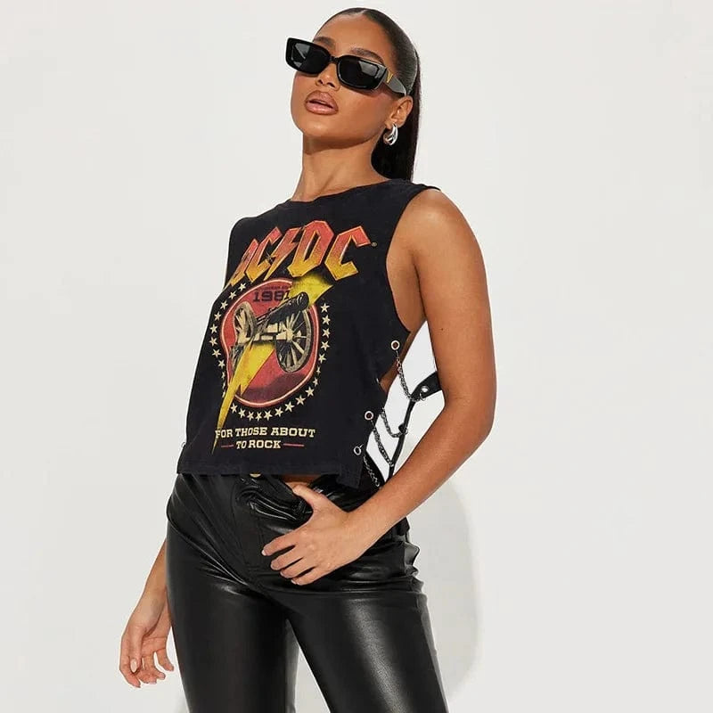 Dropship 2024 summer boutique fashion sleeveless streetwear print women tops t shirt