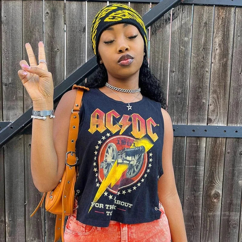 Dropship 2024 summer boutique fashion sleeveless streetwear print women tops t shirt