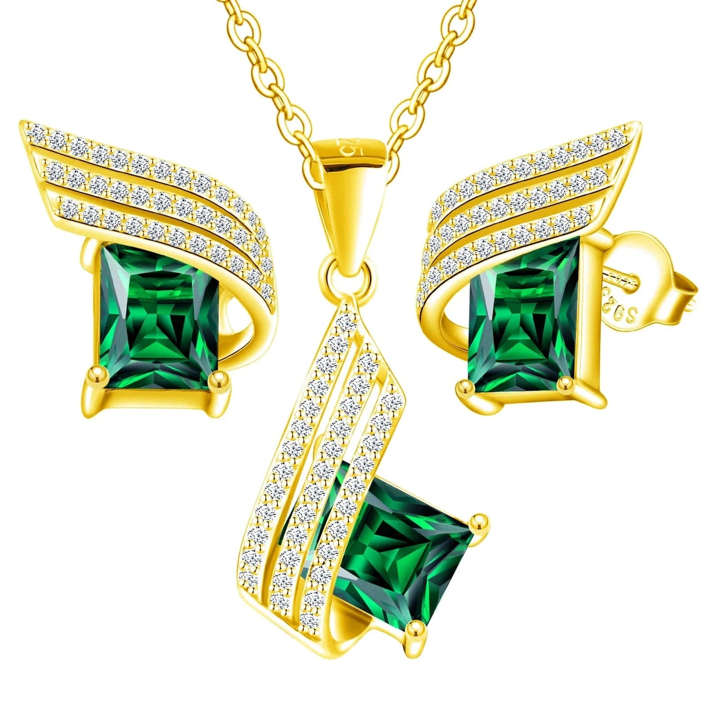 dropshipping 925 sterling silver jewelry set luxury design jewelry sets 18k gold plated