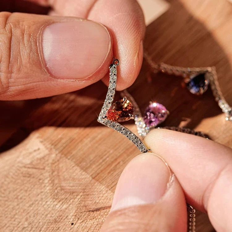 Dropshipping 925 Sterling Silver Moissanite Diamond Pendant For Women 18k Gold Plated Lab Grown Gemstone Statement Necklace