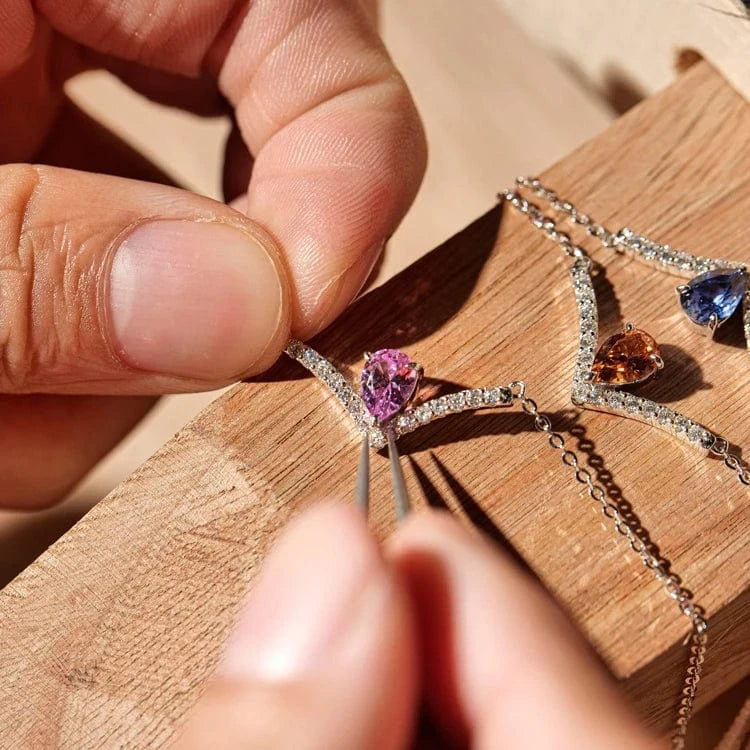 Dropshipping 925 Sterling Silver Moissanite Diamond Pendant For Women 18k Gold Plated Lab Grown Gemstone Statement Necklace