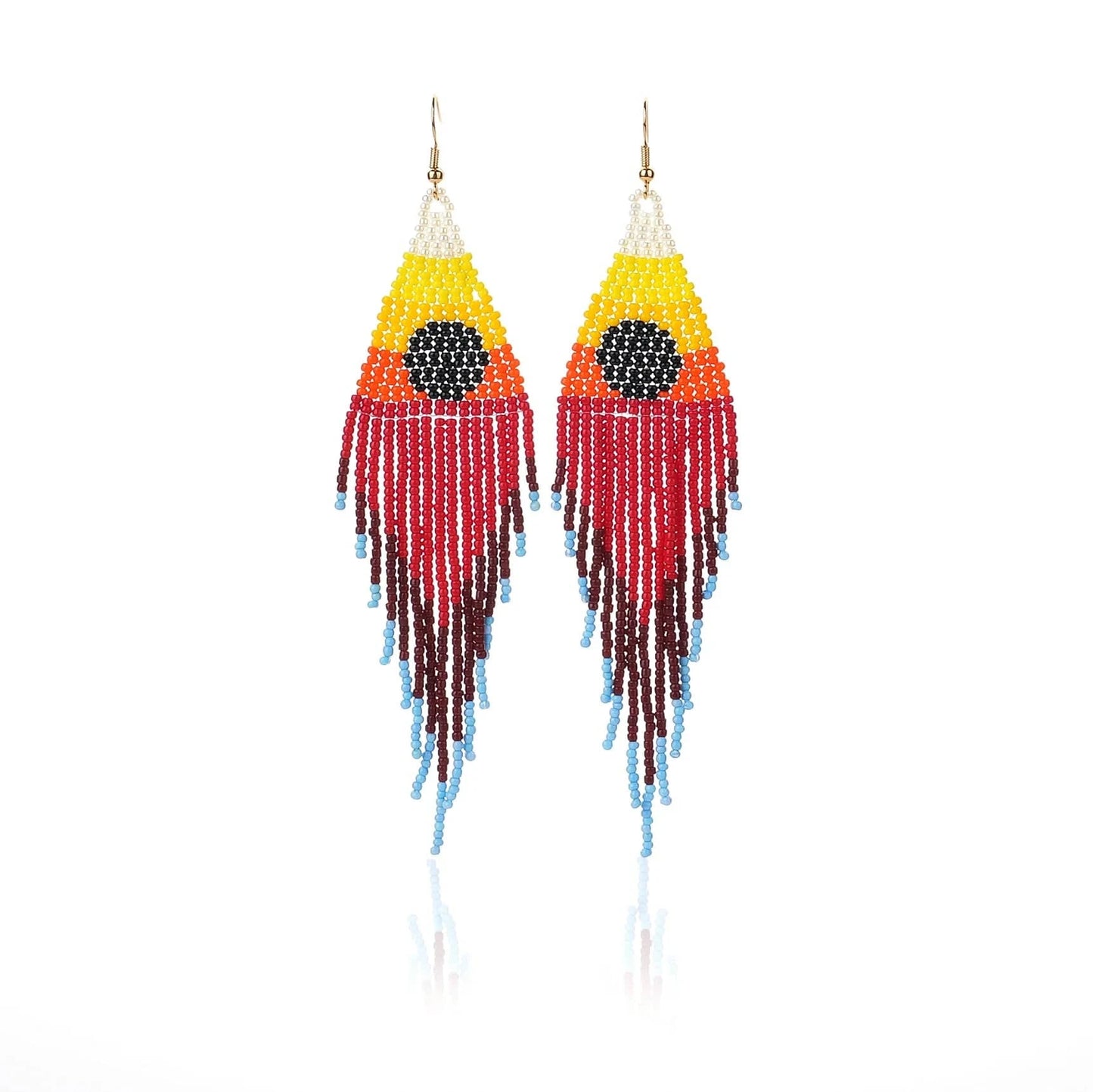 Dropshipping Boho Statement Handmade Beaded Tassel Seed Bead Earrings  Beaded Fringe Dangle Drop Earrings for Women