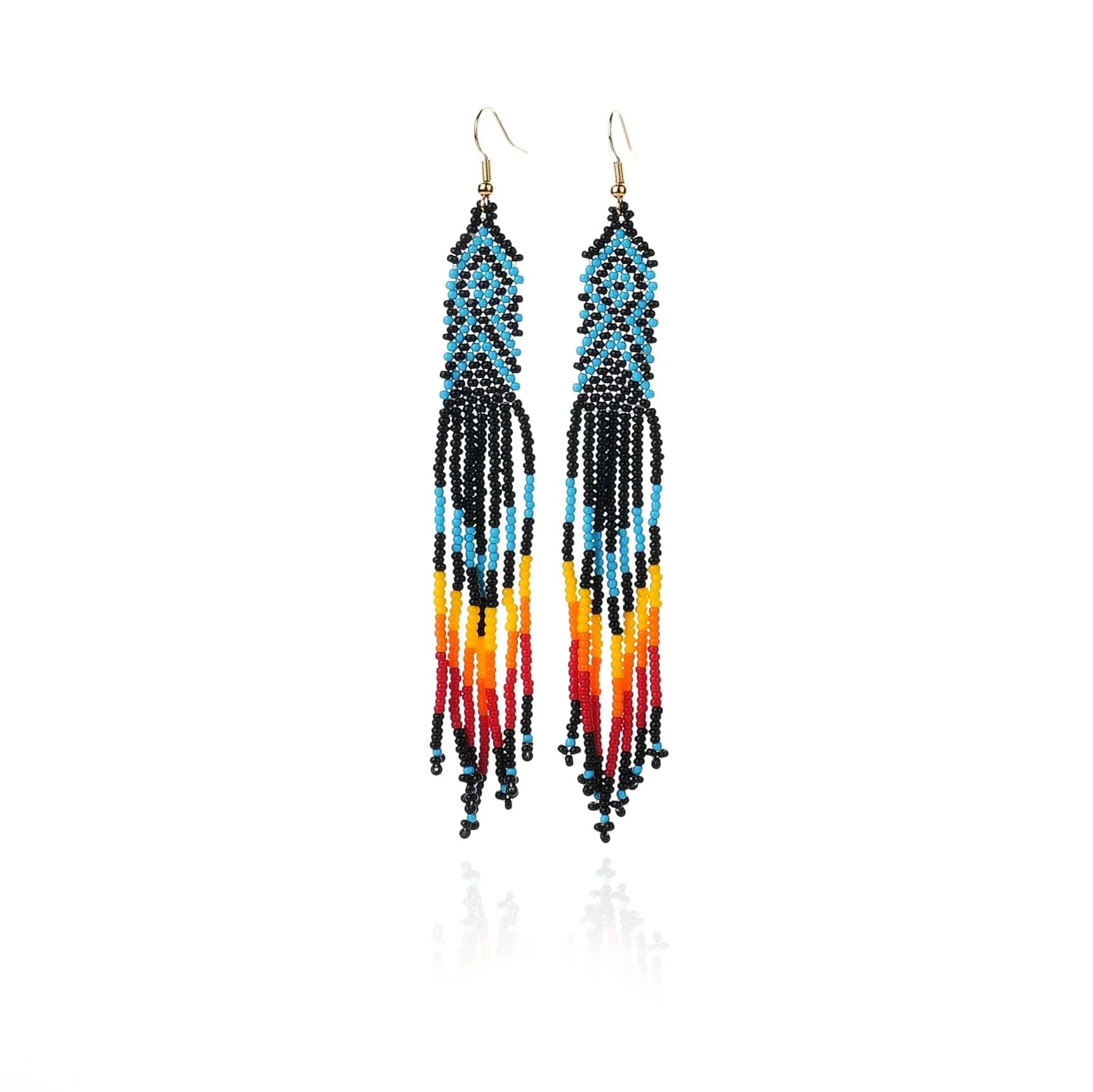 Dropshipping Boho Statement Handmade Beaded Tassel Seed Bead Earrings  Beaded Fringe Dangle Drop Earrings for Women