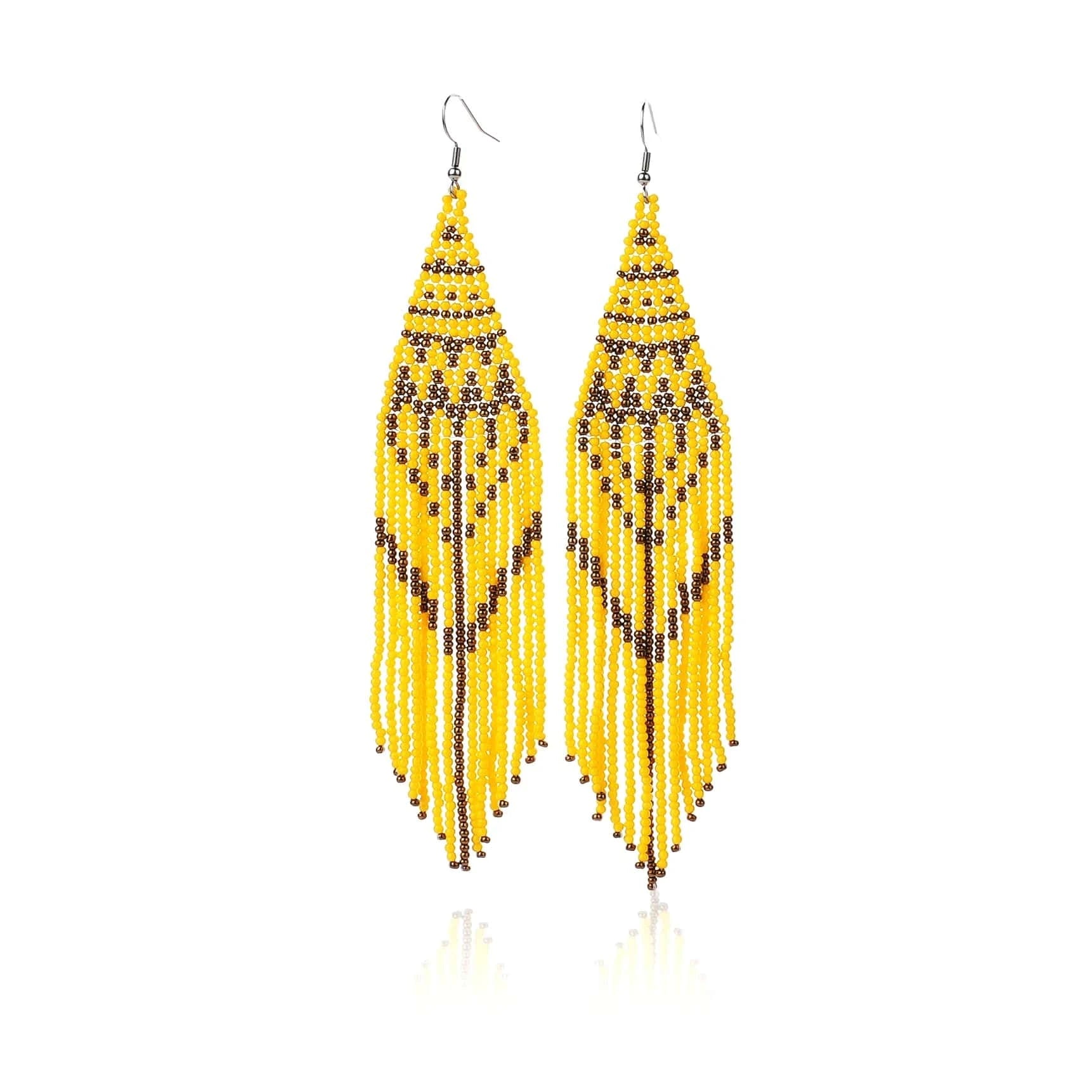 Dropshipping Boho Statement Handmade Beaded Tassel Seed Bead Earrings  Beaded Fringe Dangle Drop Earrings for Women