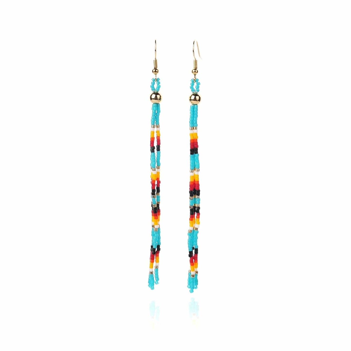 Dropshipping Boho Statement Handmade Beaded Tassel Seed Bead Earrings  Beaded Fringe Dangle Drop Earrings for Women