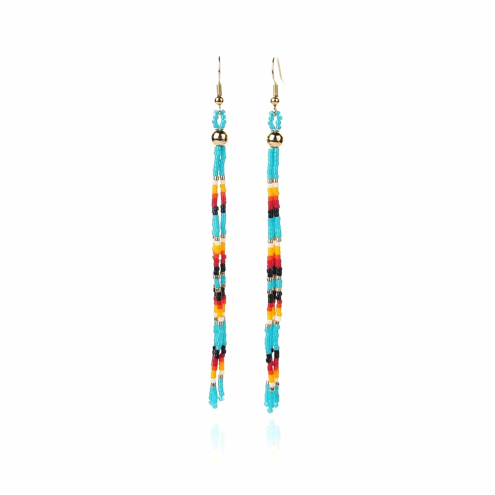 Dropshipping Boho Statement Handmade Beaded Tassel Seed Bead Earrings  Beaded Fringe Dangle Drop Earrings for Women