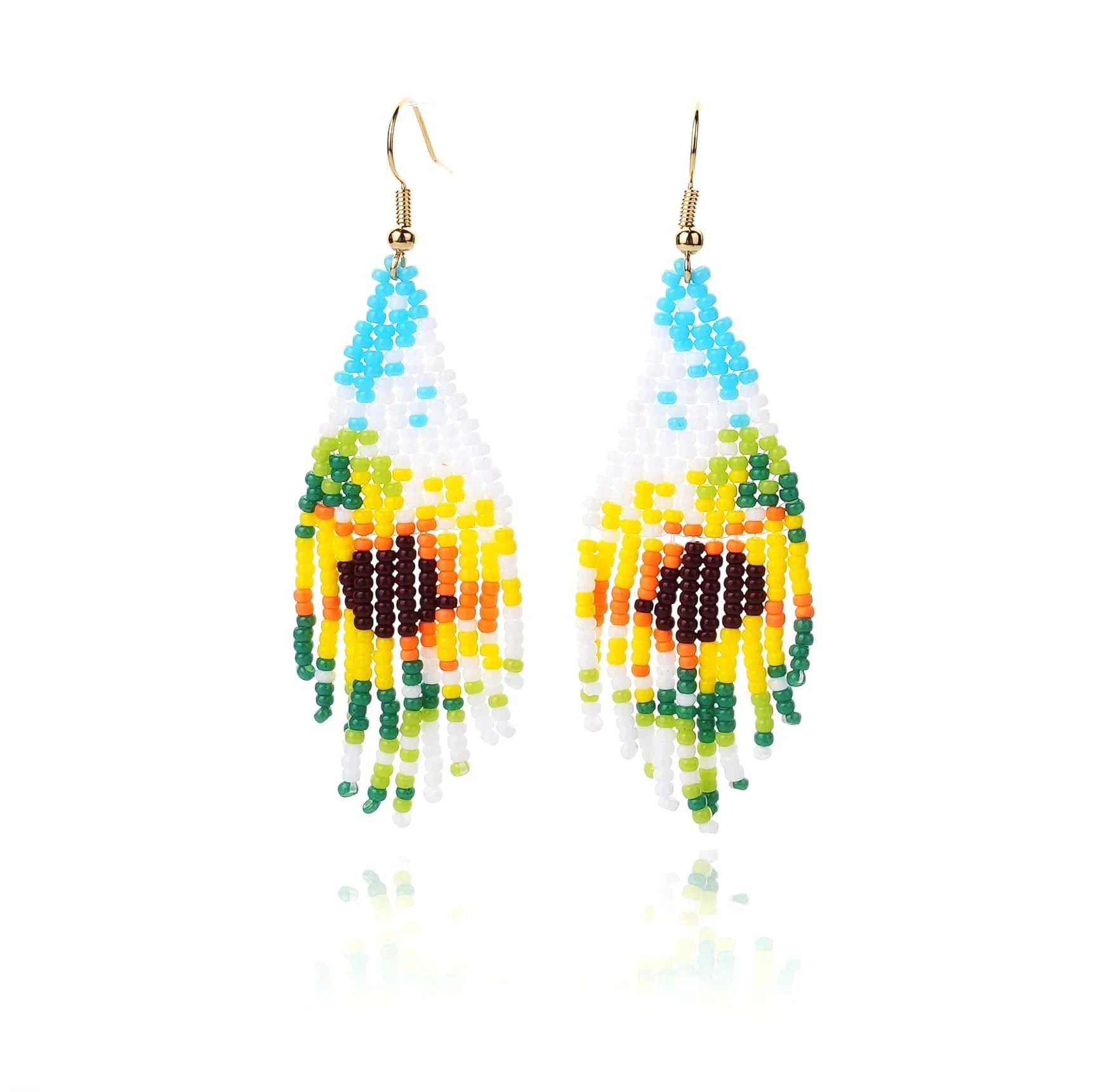 Dropshipping Boho Statement Handmade Beaded Tassel Seed Bead Earrings  Beaded Fringe Dangle Drop Earrings for Women