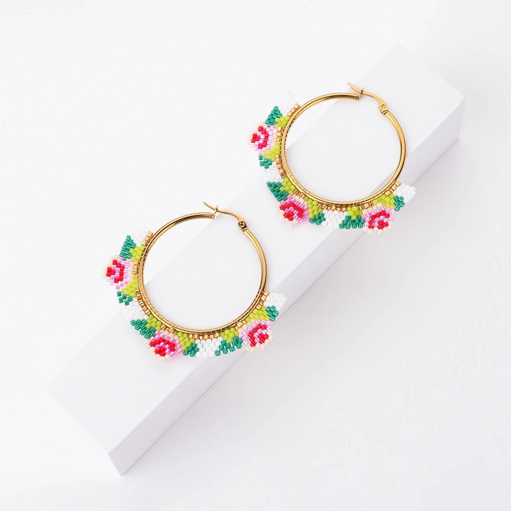 Dropshipping Boho Statement Handmade Beaded Tassel Seed Bead Miyuki Earrings Fringe Dangle Drop Hoop Earrings for Women