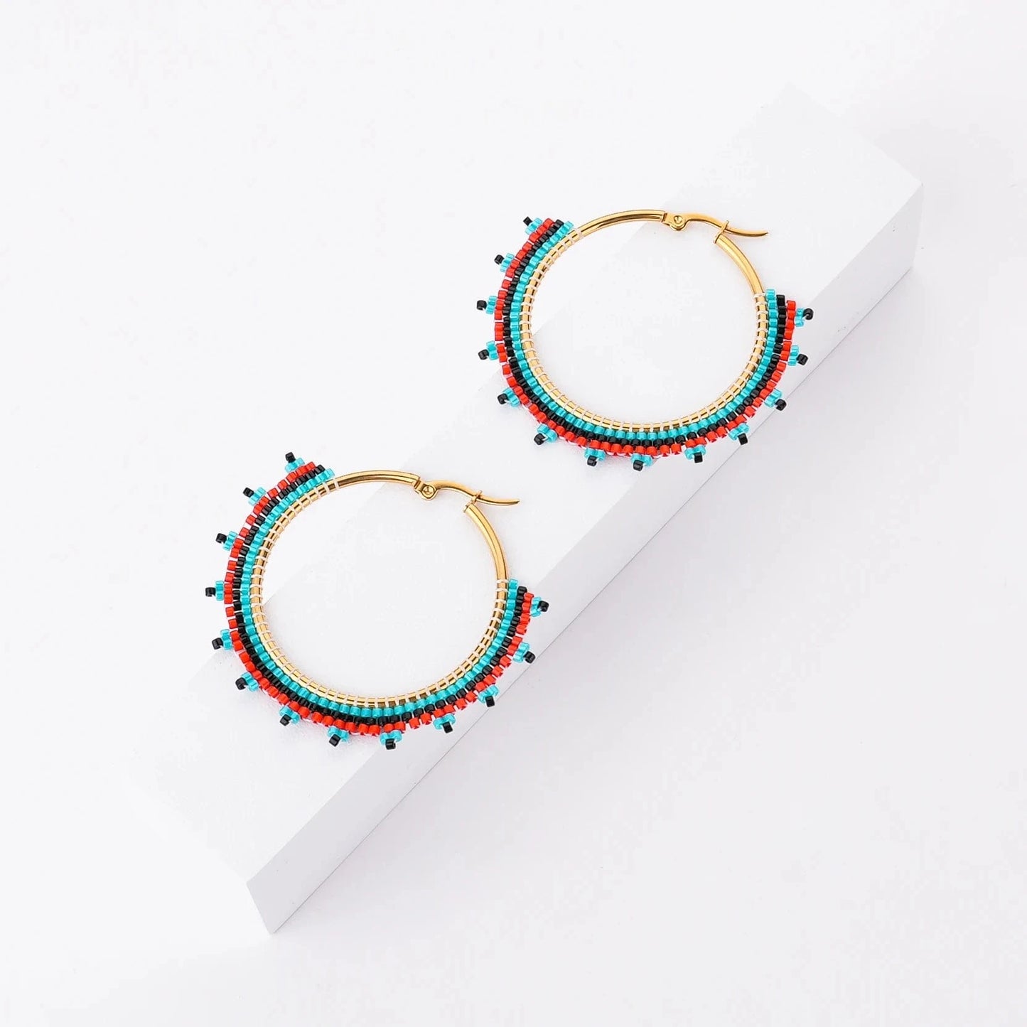 Dropshipping Boho Statement Handmade Beaded Tassel Seed Bead Miyuki Earrings Fringe Dangle Drop Hoop Earrings for Women