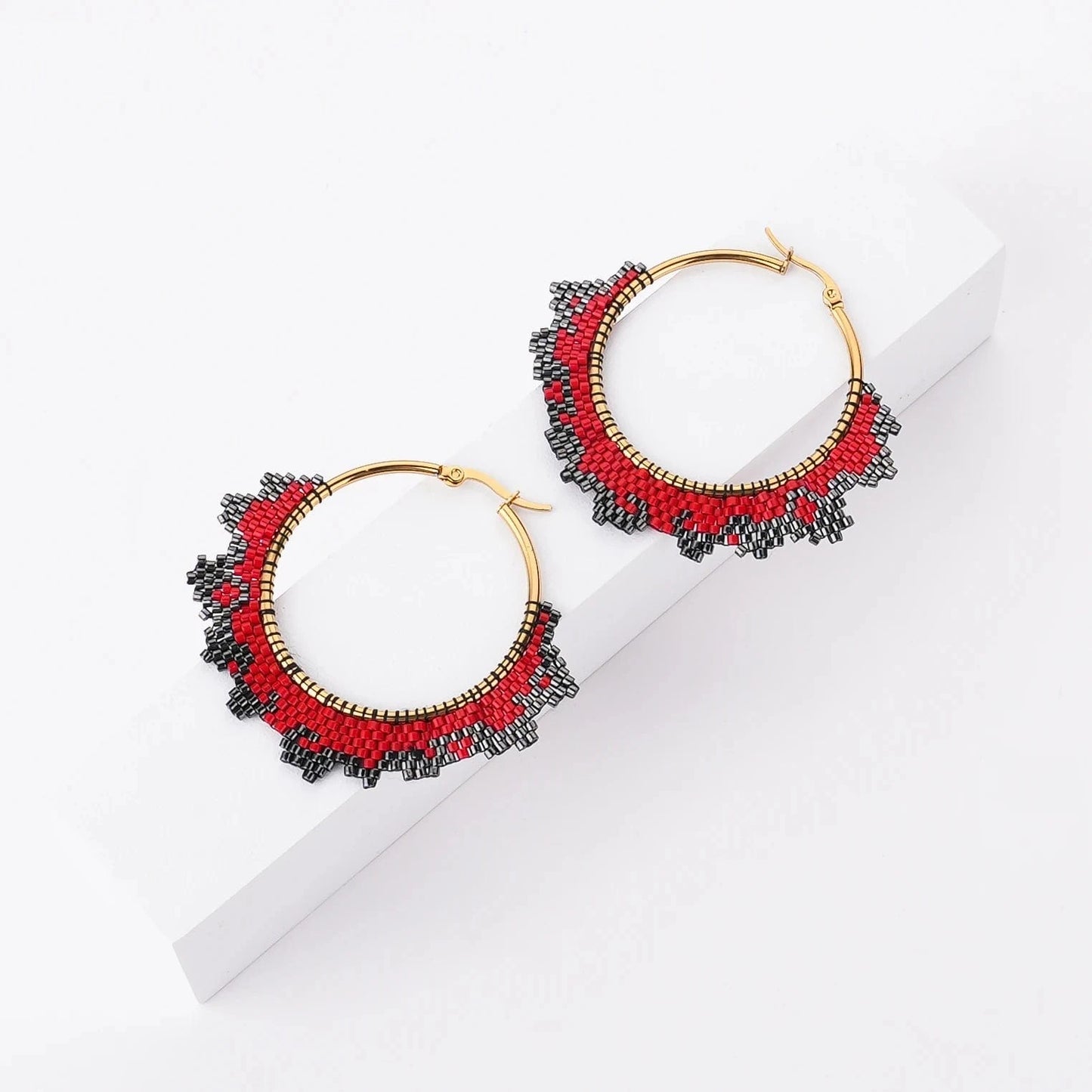 Dropshipping Boho Statement Handmade Beaded Tassel Seed Bead Miyuki Earrings Fringe Dangle Drop Hoop Earrings for Women