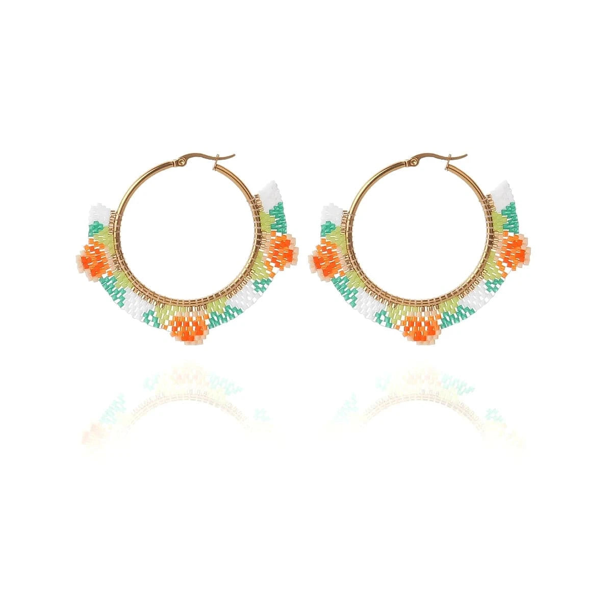 Dropshipping Boho Statement Handmade Beaded Tassel Seed Bead Miyuki Earrings Fringe Dangle Drop Hoop Earrings for Women