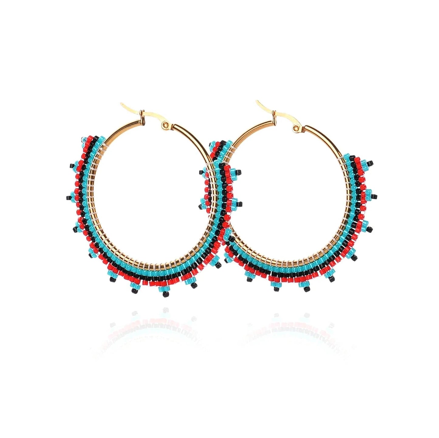 Dropshipping Boho Statement Handmade Beaded Tassel Seed Bead Miyuki Earrings Fringe Dangle Drop Hoop Earrings for Women
