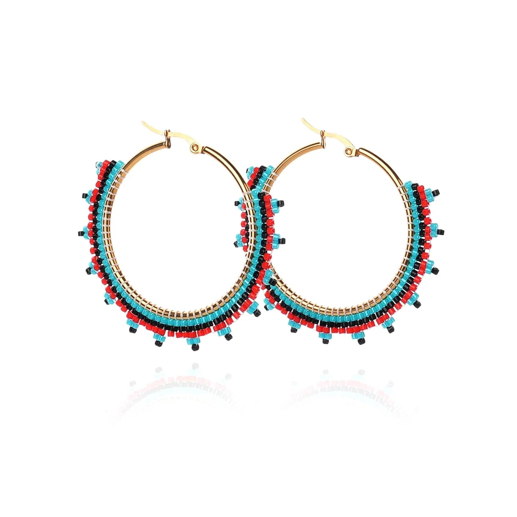 Dropshipping Boho Statement Handmade Beaded Tassel Seed Bead Miyuki Earrings Fringe Dangle Drop Hoop Earrings for Women