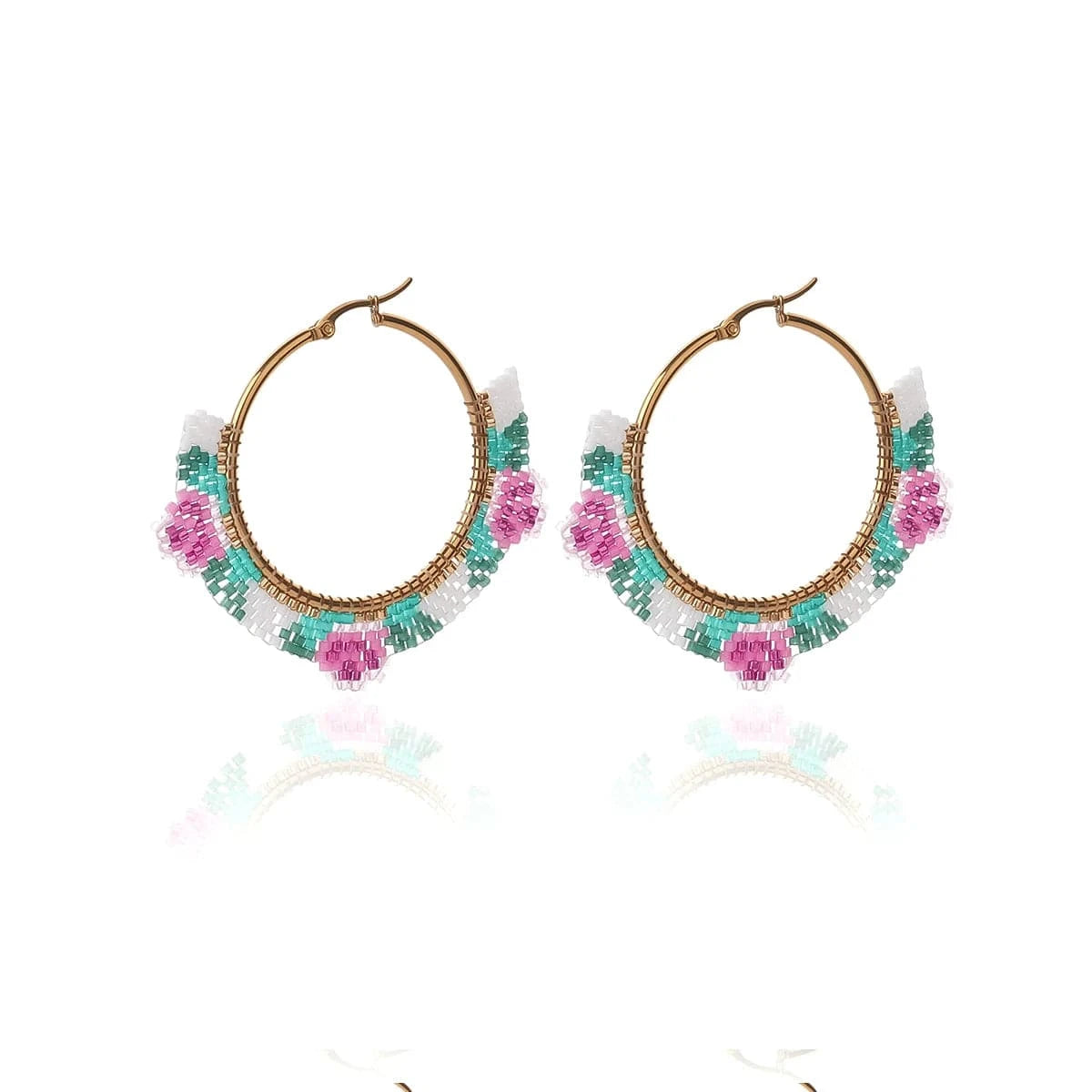 Dropshipping Boho Statement Handmade Beaded Tassel Seed Bead Miyuki Earrings Fringe Dangle Drop Hoop Earrings for Women