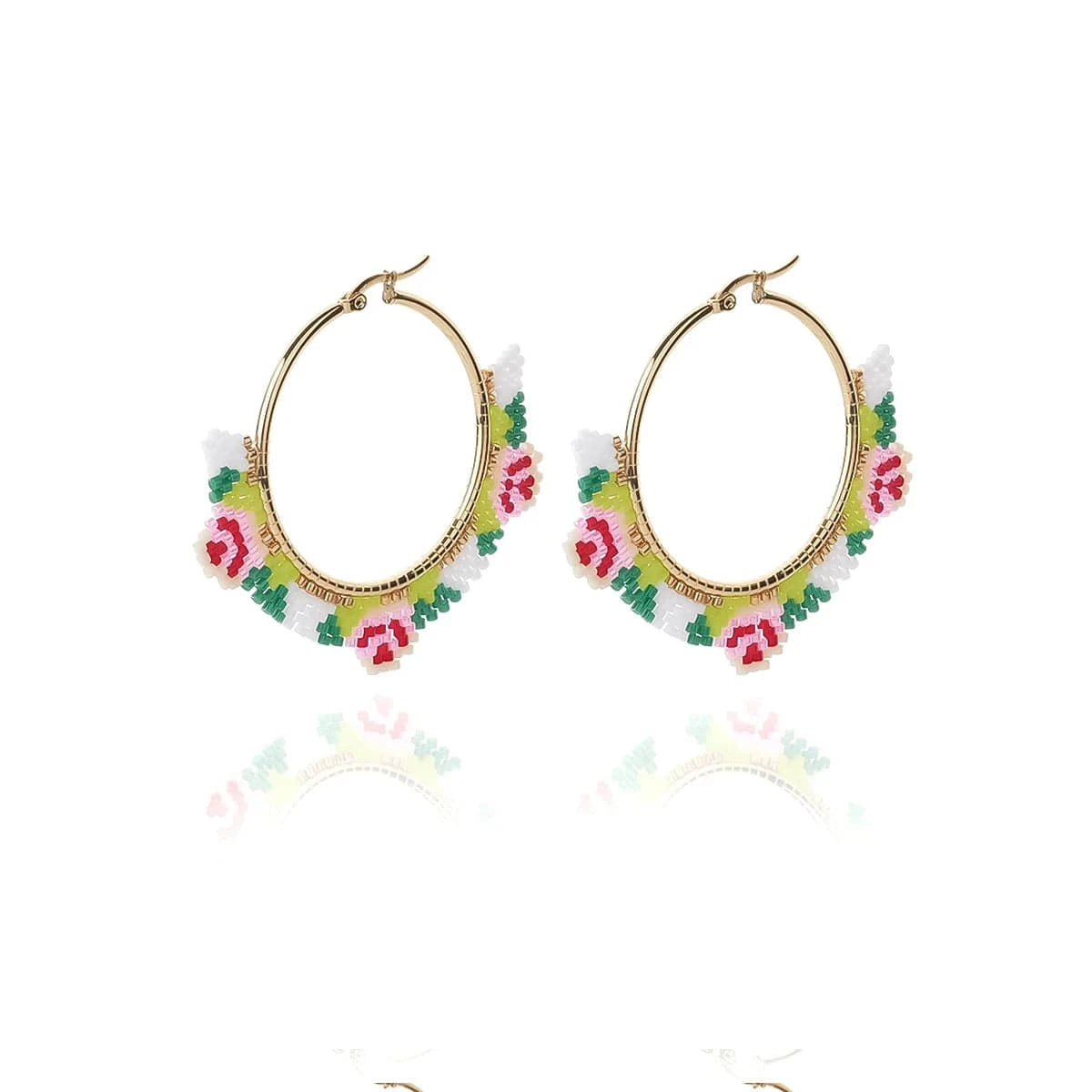 Dropshipping Boho Statement Handmade Beaded Tassel Seed Bead Miyuki Earrings Fringe Dangle Drop Hoop Earrings for Women