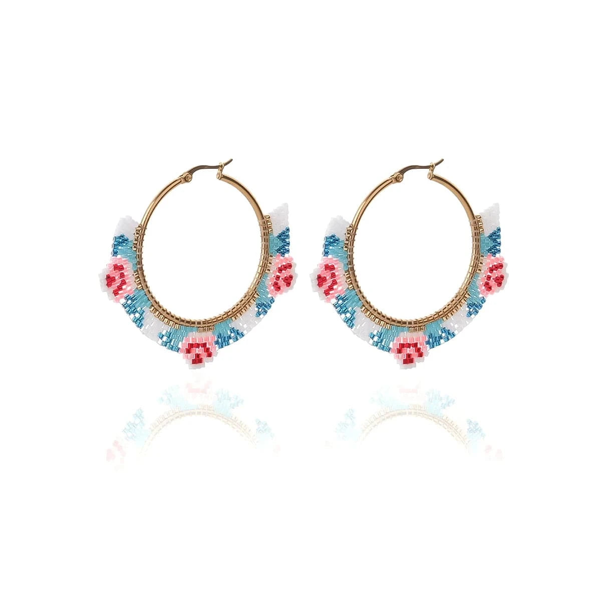 Dropshipping Boho Statement Handmade Beaded Tassel Seed Bead Miyuki Earrings Fringe Dangle Drop Hoop Earrings for Women