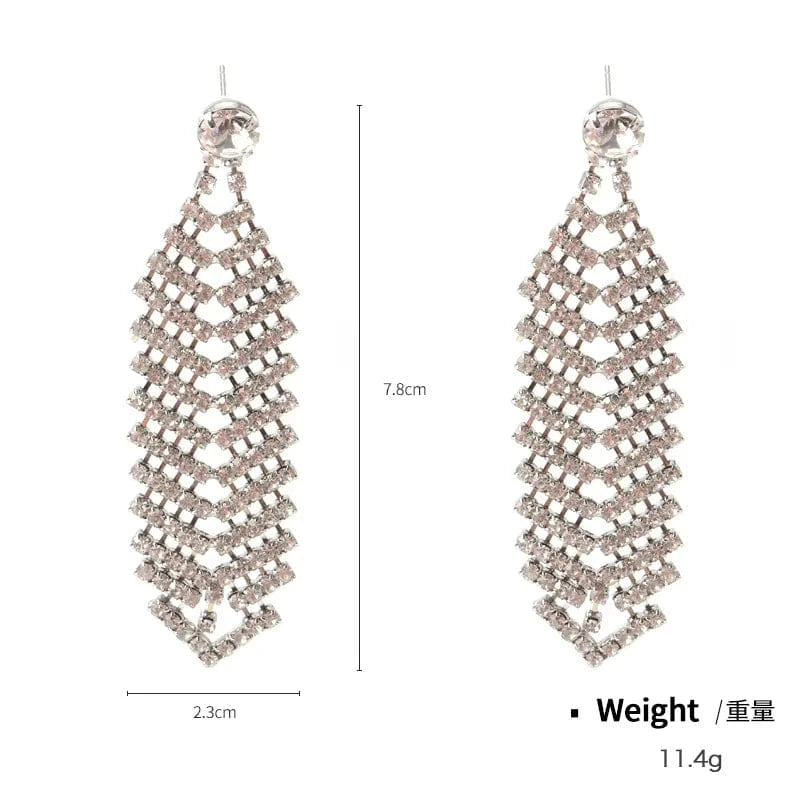 Dropshipping Cheap Earring Wholesale Women Luxury Zircon Crystal Beaded Statement Earring Party Exaggerated Long Drop Earrings