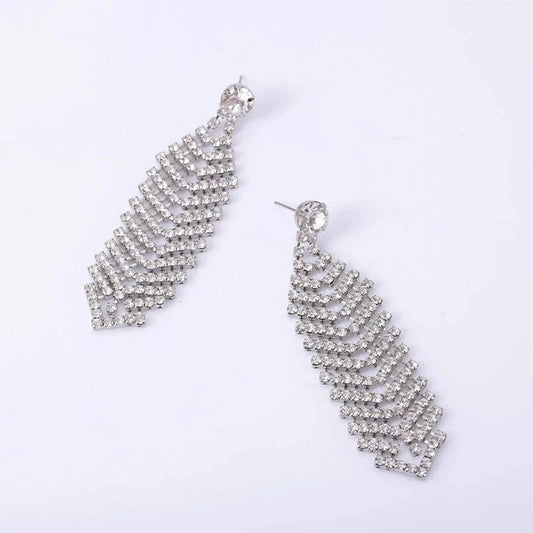 Dropshipping Cheap Earring Wholesale Women Luxury Zircon Crystal Beaded Statement Earring Party Exaggerated Long Drop Earrings