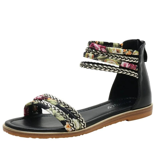 Dropshipping Custom Logo 2024 New Ladies Fashion Flat Roman Sandals Casual Summer Holiday Travel Beach Shoes