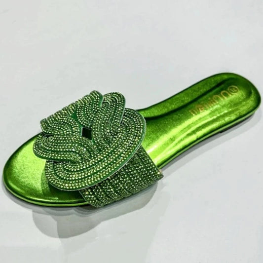 Dropshipping Custom Logo 2024 New Styles Colorful Rhinestone Women`s Slippers Fashion Beach Shoes Slides