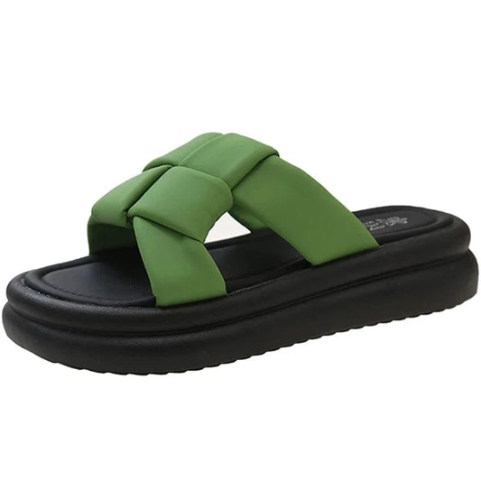 Dropshipping Custom Logo Colorful Women's Walking Slides Cross Band 2024 Summer Anti-Slippery Lightweight Ladies Slippers
