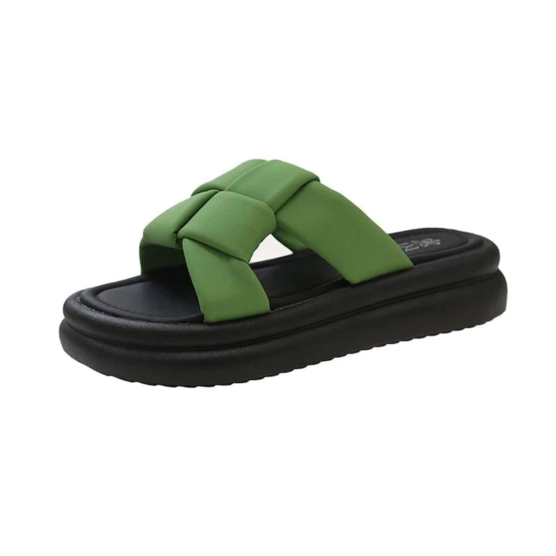 Dropshipping Custom Logo Colorful Women's Walking Slides Cross Band 2024 Summer Anti-Slippery Lightweight Ladies Slippers