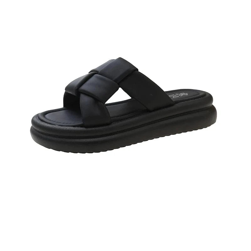 Dropshipping Custom Logo Colorful Women's Walking Slides Cross Band 2024 Summer Anti-Slippery Lightweight Ladies Slippers