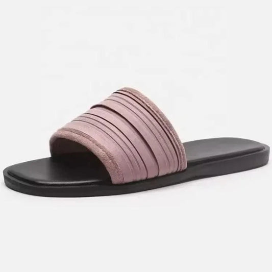 Dropshipping Custom Logo New Fashion Pink Flat  Slippers Women Shoes Beach Sandals for Ladies