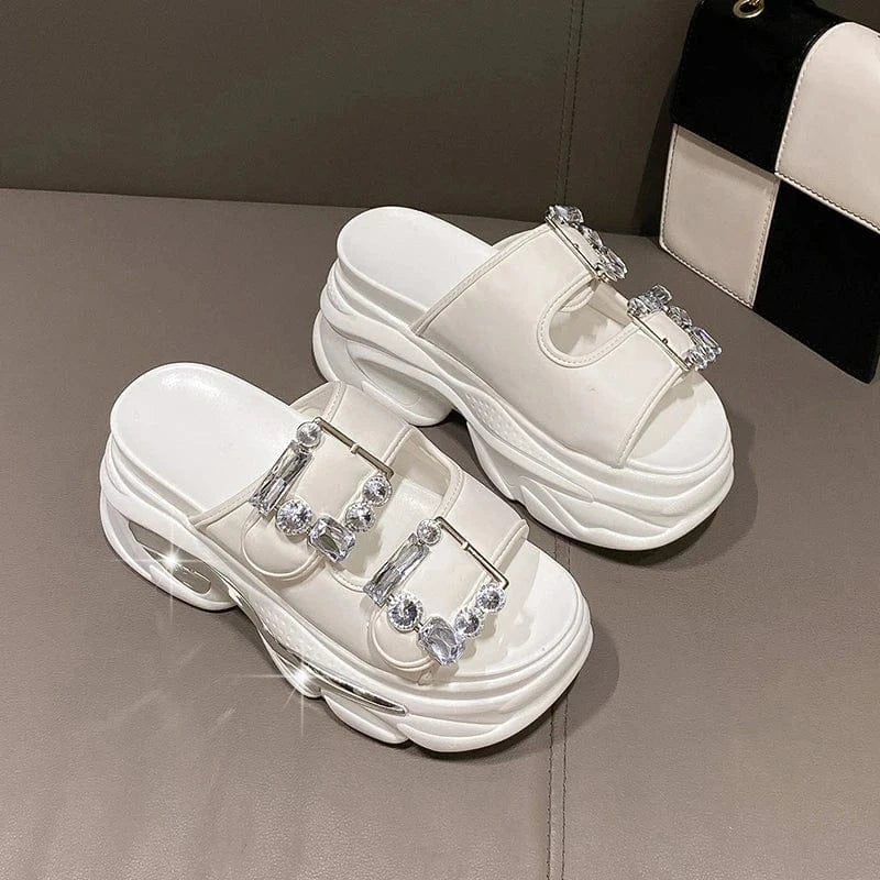 Dropshipping Custom Logo Purple Fashion Metal Buckle Women's Wedges Sandals Designer Ladies Platform Sandals