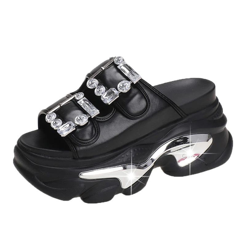 Dropshipping Custom Logo Purple Fashion Metal Buckle Women's Wedges Sandals Designer Ladies Platform Sandals