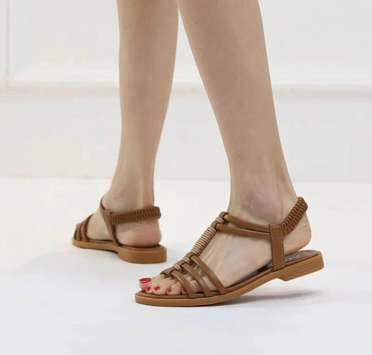 Dropshipping Custom Logo Retro Style Roman Sandals Bohemian Comfortable Flat Travel Beach Sandals for Women