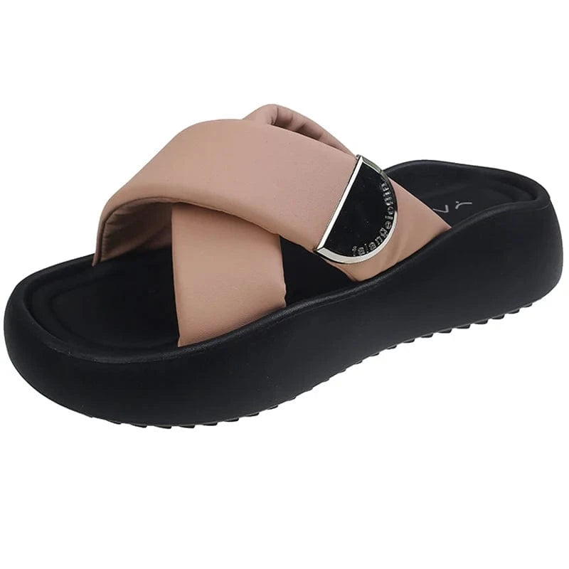 Dropshipping Custom Logo Summer INS Style Women`s Flat Slippers Fashion Comfortable Outdoor Beach Slides Slippers