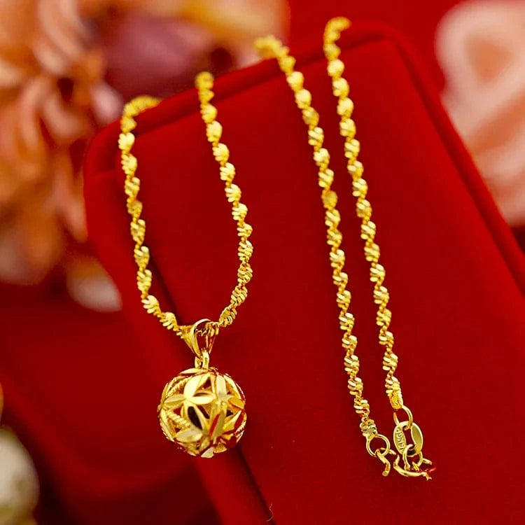 Dropshipping Fashion Gold Necklace Women's Wedding Jewelry Round Droplet Chain Pendant Necklace Gold Statement Jewelry Gifts