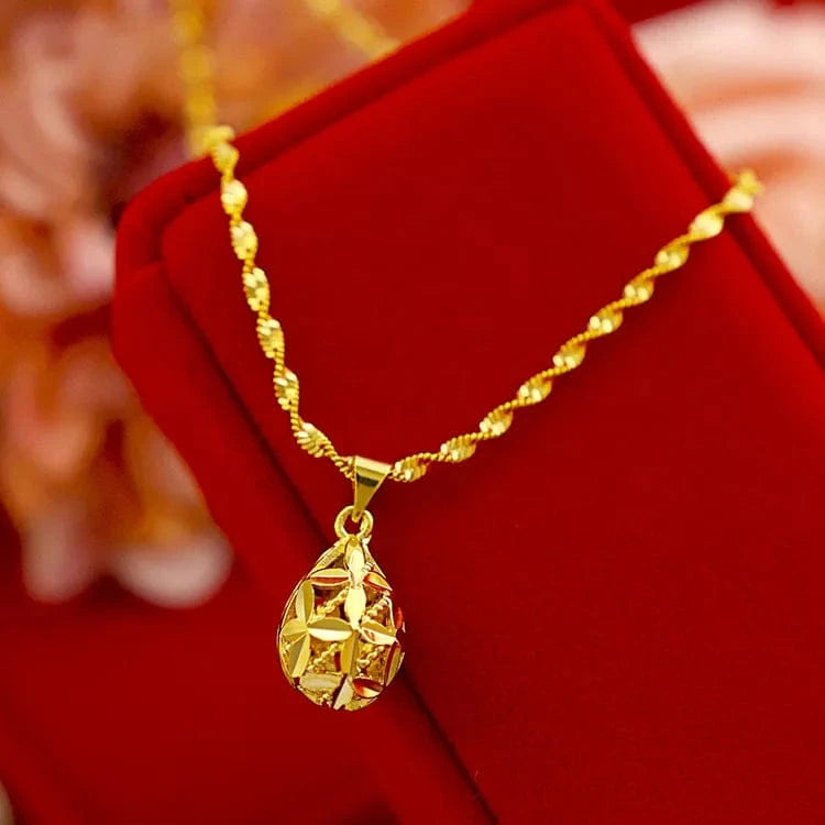 Dropshipping Fashion Gold Necklace Women's Wedding Jewelry Round Droplet Chain Pendant Necklace Gold Statement Jewelry Gifts