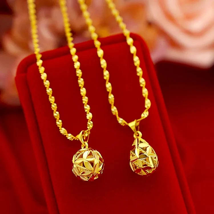 Dropshipping Fashion Gold Necklace Women's Wedding Jewelry Round Droplet Chain Pendant Necklace Gold Statement Jewelry Gifts