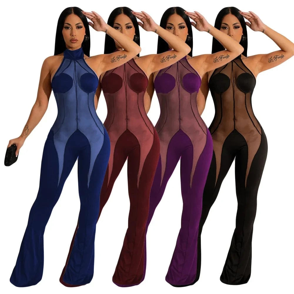 Dropshipping Products 2023 Sexy Mesh Jumpsuit Women Clothing Backless One Piece Romper&Jumpsuits for Women