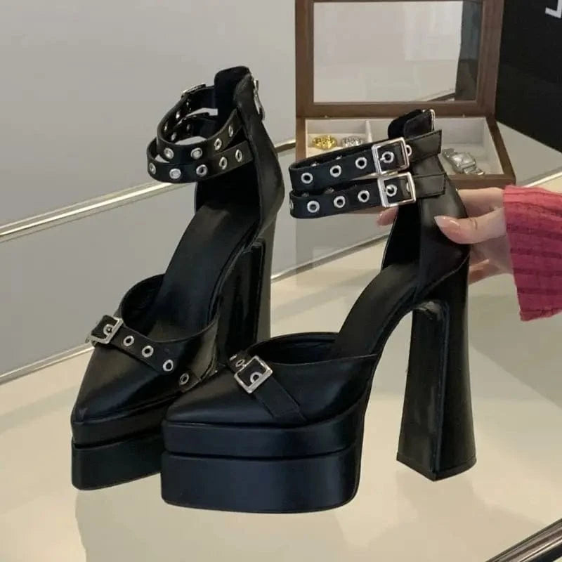 Dropshipping Retro Sandalias Con Tacon Buckle Lace up 2024 Sandals Platform Heels for Women