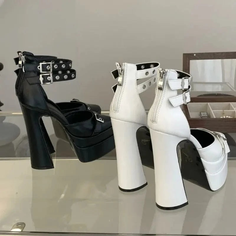 Dropshipping Retro Sandalias Con Tacon Buckle Lace up 2024 Sandals Platform Heels for Women