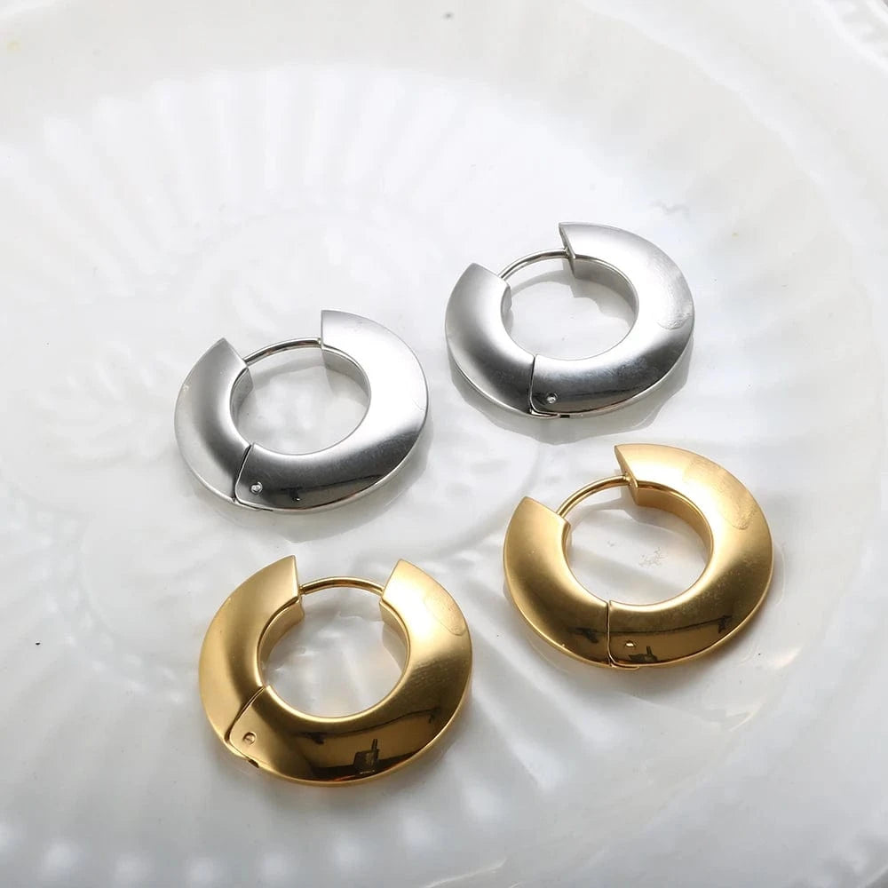 Dropshipping Statement Stainless Steel Jewelry Tarnish Free 2022 Geometric 18K Gold Plated Chunky Hoop Earrings Jewelry Women