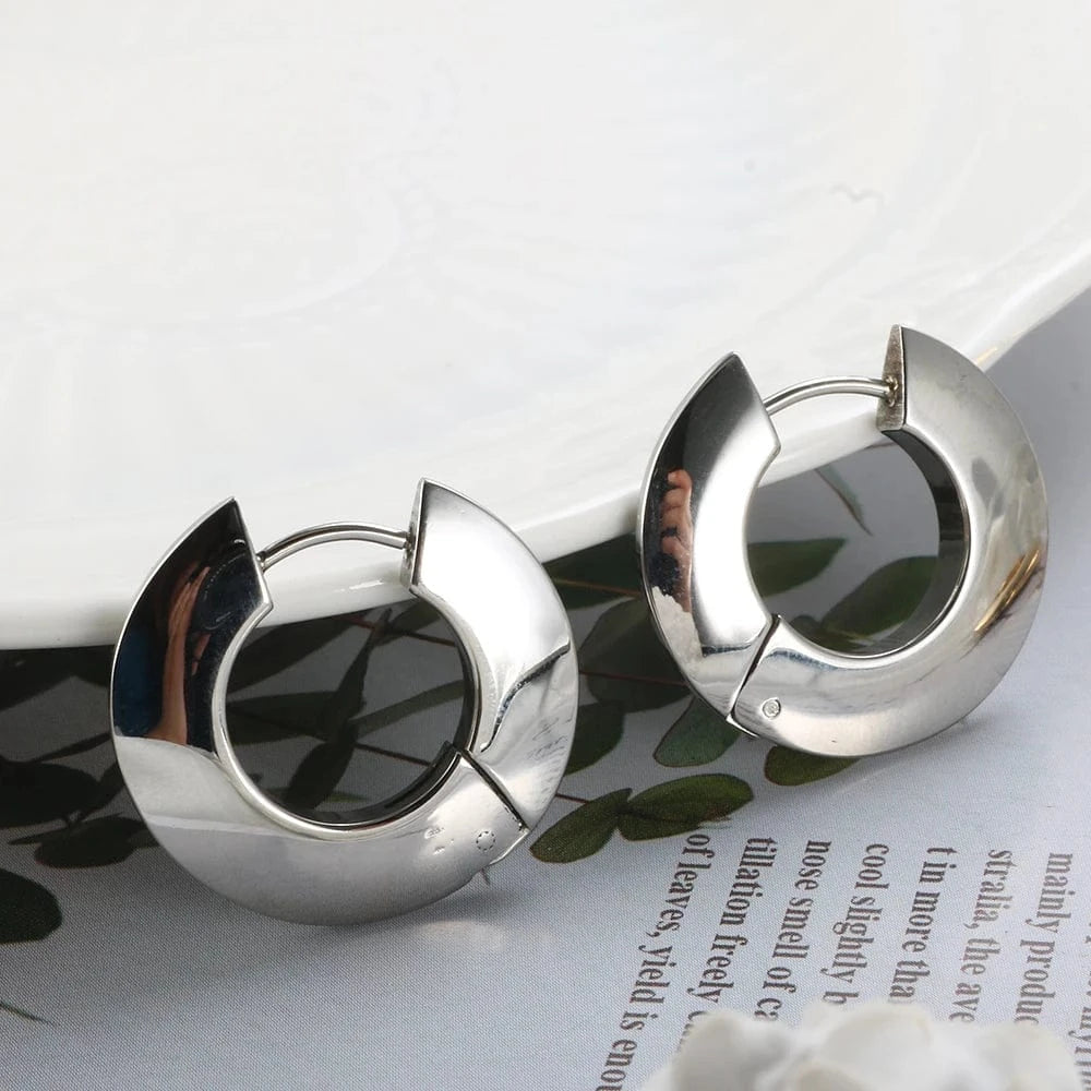 Dropshipping Statement Stainless Steel Jewelry Tarnish Free 2022 Geometric 18K Gold Plated Chunky Hoop Earrings Jewelry Women