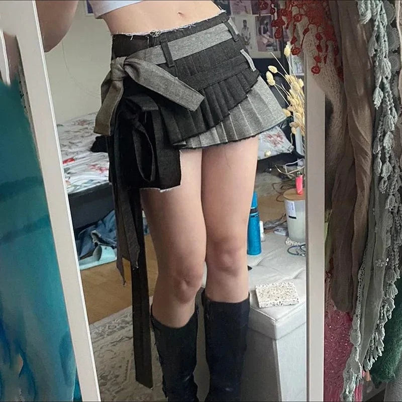 Dropshipping summer boutique 2024 fashion girls mini denim jeans pleated women's skirts