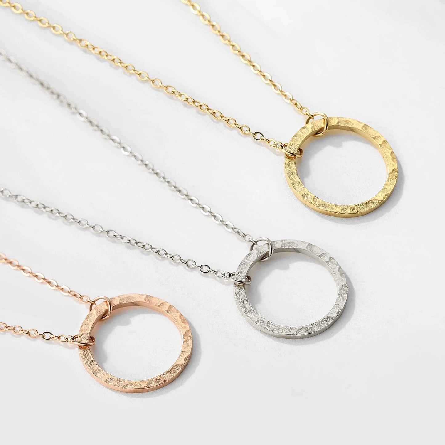 Dropshipping  Women Stainless Steel Open Circle Charm Necklace Dainty Tiny Circle Pendant Necklace Gold Silver