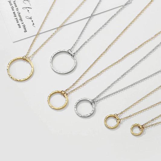 Dropshipping  Women Stainless Steel Open Circle Charm Necklace Dainty Tiny Circle Pendant Necklace Gold Silver