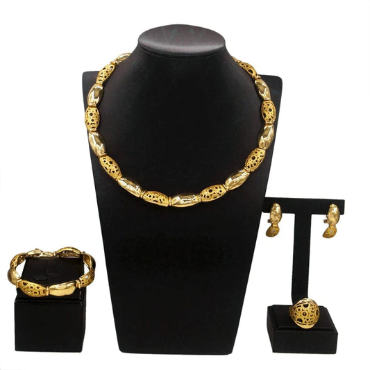 DSC02982 African Fashion High Quality Jewelry Nigerian 18K Gold Plated Beautiful Accessories Necklace Dubai Jewelry Set Earring Bracelet